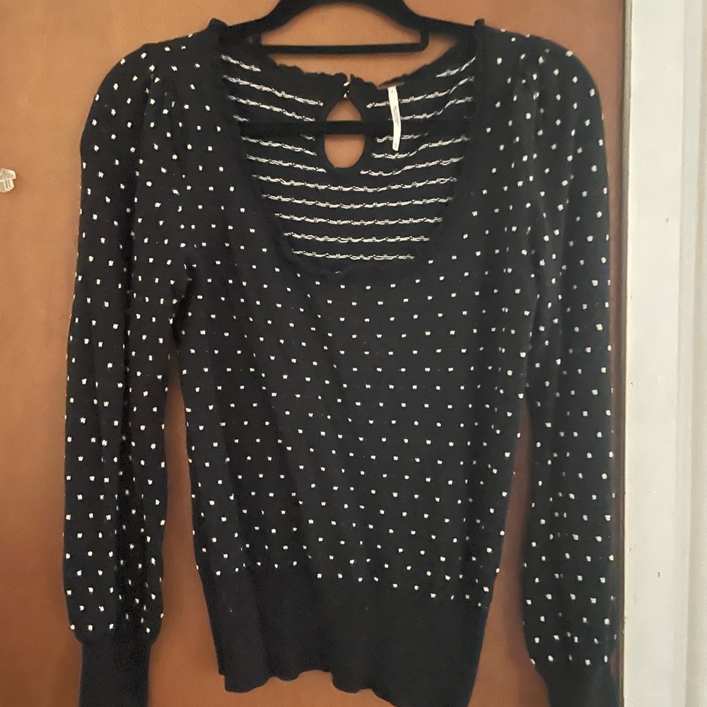 Free People Black Polka Dot Sweater